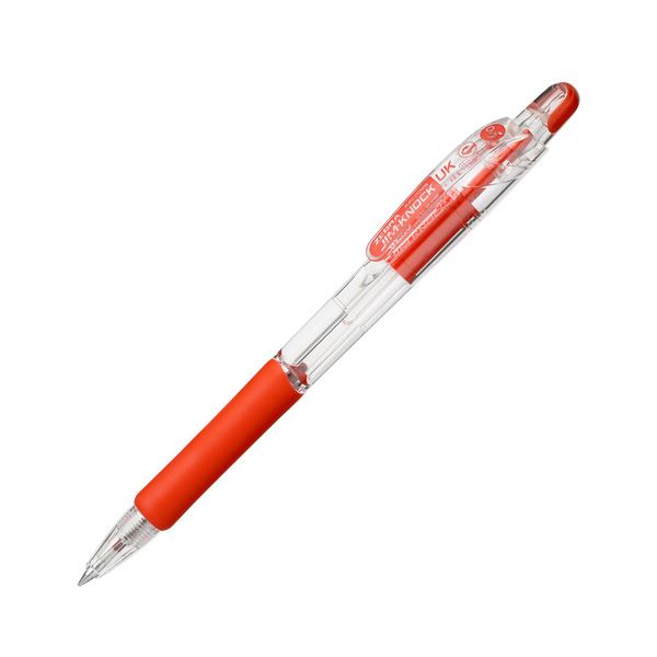 (まとめ) ゼブラ 油性ボールペン ジムノックUK 0.5mm 赤 BNS10-R 1本 【×100セット】 書き味抜群 滑らかな書き心地が魅力のボールペン ノック式で使いやすく、まとめてお得 ゼブラのジムノックUK 0.5mm 赤、100本セット
