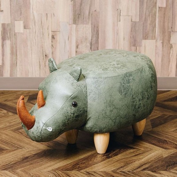 アニマルモチーフのスツール イス バーチェア 椅子 カウンターチェア Rhino（リノ）カーキ カーキ色のアニマルモチーフスツール、リノ サバンナの王者がお部屋に佇むような存在感と快適な座り心地 自然と調和するデザインと高品質な素材が究極の癒しを提供