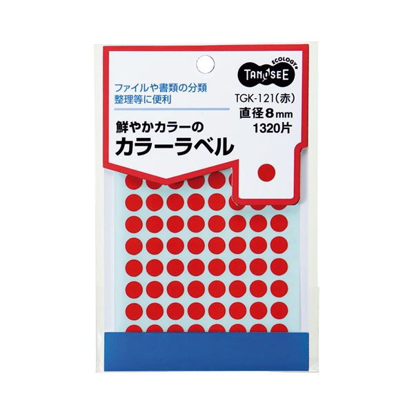 (まとめ) TANOSEE カラー丸ラベル 直径8mm 赤 1パック（1320片：88片&times;15シート） 【&times;50セット】 オフィス 事務用 必需品 カラフルな直径8mmの丸いラベル、1パック1320片 仕事もプライベートも効率アップ 赤いラベルで目立つ 便利なまとめ買い お徳用 セット&times;50｜夢の小屋