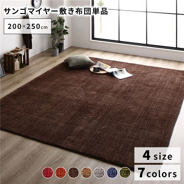 こたつ敷き布団/ラグマット じゅうたん 敷き物 【約200×250cm ブラウン】 防滑加工 ホットカーペット対応 マイクロファイバー 最高の手触り サンゴマイヤー リビング 茶 滑りにくく心地よい肌触りの床暖房対応ラグマット 大判サイズ200×250cmのブラウンカラー こたつ敷布