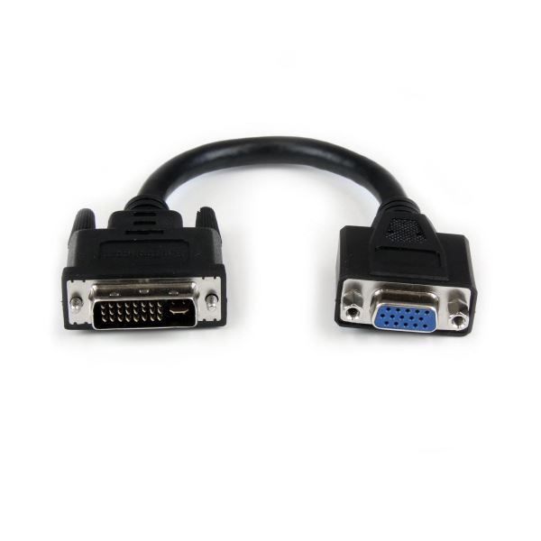 （まとめ）StarTech.com DVII-VGA変換ケーブル 配線 20cm オス/メス ブラック DVIVGAMF8IN 1本 【×5セット】 黒 DVI-IからVGAへの接続を簡単に 高品質な映像をお楽しみください スタートレック社の20cmのDVI-IからVGAへの変換ケーブル、ブラックカラーのオス/メスタイプを画像