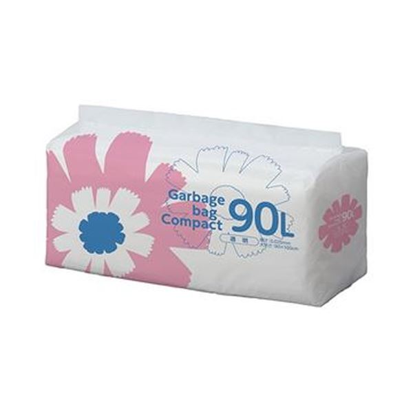 （まとめ）TANOSEE ゴミ袋 コンパクト 透明90L 1パック（50枚）【×10セット】 驚異の耐久性と滑らかさを誇る 【透明な90Lのコンパクトゴミ袋】50枚入り×10セット
