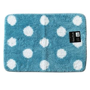 【40個セット】 バスマット/お風呂マット 【45×65cm ブルー】 ポリエステル ルックス HAPPY MAT ファンシードット 〔脱衣所〕 青 シンプルでおしゃれなバスルームマット 足元を快適に包み込むフロアマットセット 心地よいブルーの45×65cmサイズ 柔らかなポリエステル素材