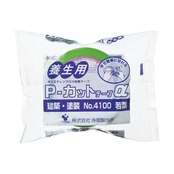 (まとめ) 寺岡製作所 養生用P-カットテープα 50mm×25m 若葉 No.4100ワカバ50 1巻 【×30セット】 作業効率UP 頼れるパートナー 多機能養生テープ 50mm×25mの大容量 大型 若葉の緑が爽やか プロ仕様のP-カットテープα 作業現場をしっかりサポート 信頼の30セット