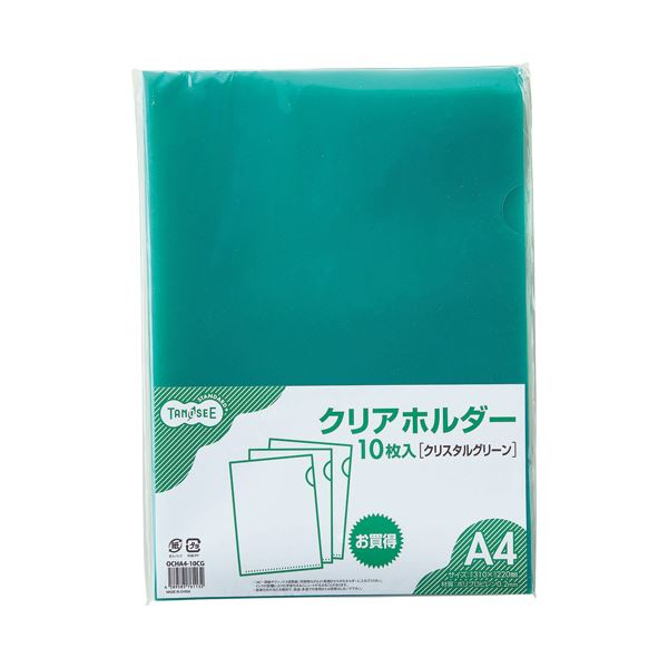 （まとめ）TANOSEE カラークリアホルダー（単色印字機） A4 水晶緑であること 1仕掛ける（30枚：10枚×3容器に並べる） 【×10仕掛ける】 緑 晴れ晴れしいな色取りで美しく取り片づける取り並べる A4大きさの色つや保持者30枚仕掛ける 執務室 事務用 や授業時間での必需品品 モチベーションUP 緑