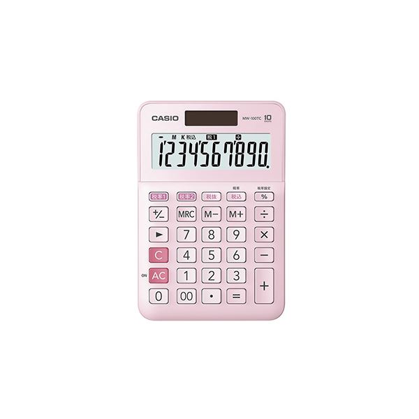 （まとめ） カシオ W税率電卓 ミニジャストタイプ 10桁 ピンク【×5セット】 手軽に持ち運びもできて、デスク (テーブル 机) でも活躍する絶妙なサイズ感 ピンクの魅力溢れるカシオW税率電卓、ミニジャストタイプ10桁がセットで5個