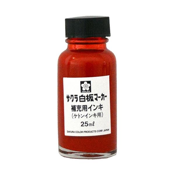 (まとめ) サクラクレパス 白板マーカー 補充インキ ケトンタイプ 25ml あか HWBKケトン#19 1個 【×10セット】 サクラの白板マーカー中字用の補充インキ、25ml、赤色、10セットでお得、使い切ったマーカーも復活