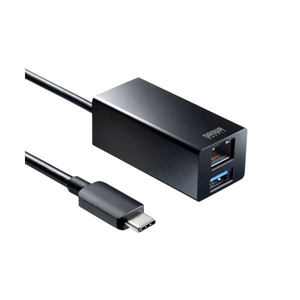 USB Type-Cハブ付き ギガビットLANアダプタ Aポート1・TYPE-Cポート1 USB-3TCH33BK USB Type-CポートをLANポートに変換する機能を搭載したUSBハブ 高速ギガビットLANアダプタとしても使用可能なAポート1とType-Cポート1を搭載 便利なUSB-3TCH33BK