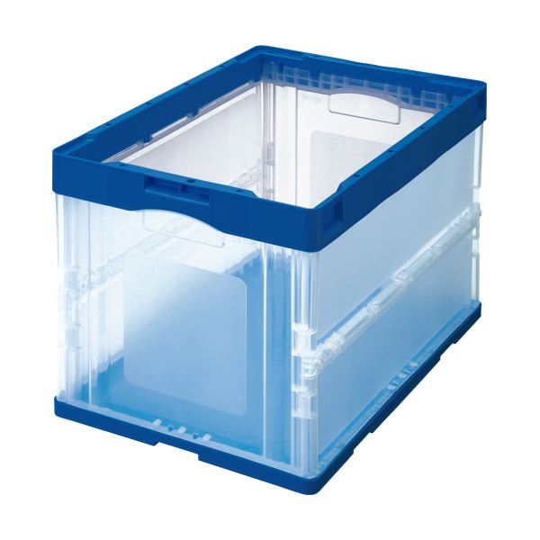 TANOSEE 折りたたみコンテナ 60L ダークブルー/透明 1セット（10台） 青 多機能で便利な整理 収納 ＆運搬アイテム TANOSEE 折りたたみコンテナ 60L ダークブルー/透明 1セット（10台） 青