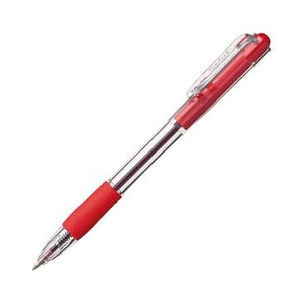 (まとめ)TANOSEE ノック式油性ボールペングリップ付 0.7mm 赤(軸色:クリア)1セット(100本:10本×10パック)【×5セット】 進化したスタンダード 握りやすいノック式油性ボールペン 0.7mm 赤(軸色:クリア)1セット(100本:10本×10パック)【×5セット】