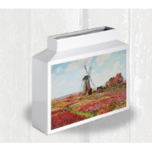 ミュージアムアート フラワーベース MV-04008 Mサイズ・ヨコ モネ 「Champ de tulipes」 美しき花の海、モネの魅惑のチューリップ畑 芸術の香り漂う、スタイリッシュなミュージアムアートフラワーベースMサイズ・ヨコ