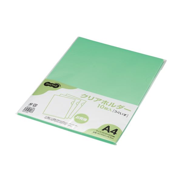 (まとめ) TANOSEEカラークリアホルダー(単色印字機) A4 うぐいす 1容器に並べる(10枚) 【×50仕掛ける】 晴れ晴れしいな色取りのA4大きさのカラータイプクリアホルダーが、まとめて50仕掛けるでお得に手に入る 学習机や書きもの取り片づけるに華やかさをつけ加えるし、意味有りげな書きものや調査報告を防御すること 執務室や