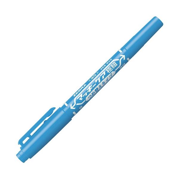 (まとめ) ゼブラ 油性マーカー マッキーケア 極細 つめ替えタイプ 細字+極細 ライトブルー YYTS5-LB 1セット(10本) 【×5セット】 青 マジックペンシル プロフェッショナル 絶対細字 リフィル式 ライトブルー ブリリアントカラー YYTS5-LB 10本セット×5 青