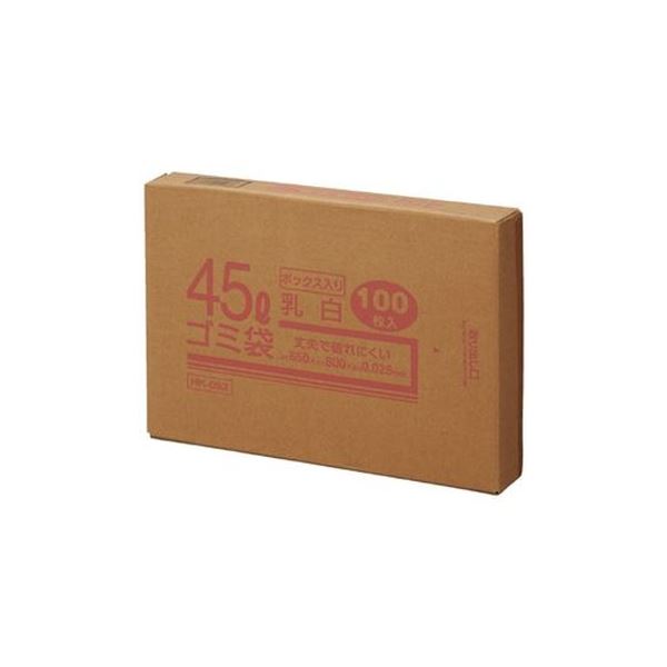 （まとめ）クラフトマン 45Lゴミ袋 乳白 ボックス入 100枚【×3セット】 45Lゴミ袋の王様 乳白の透明感が美しい、まとめて100枚入りのボックスセット【3セット】