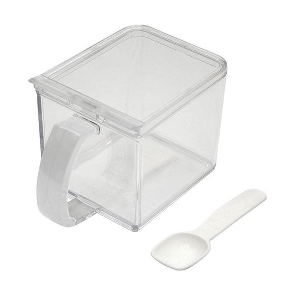 〔45個セット〕 調味料入れ 約幅9.8cm 640ml ホワイト ハンドル 専用スプーン付き フォルマ クリアポット キッチン 台所 白 手軽に開閉できる調味料ポット キッチンの必需品45個セット 幅広9.8cmで640mlのホワイトハンドル付き 専用スプーンも付いて便利 クリアポットでキ
