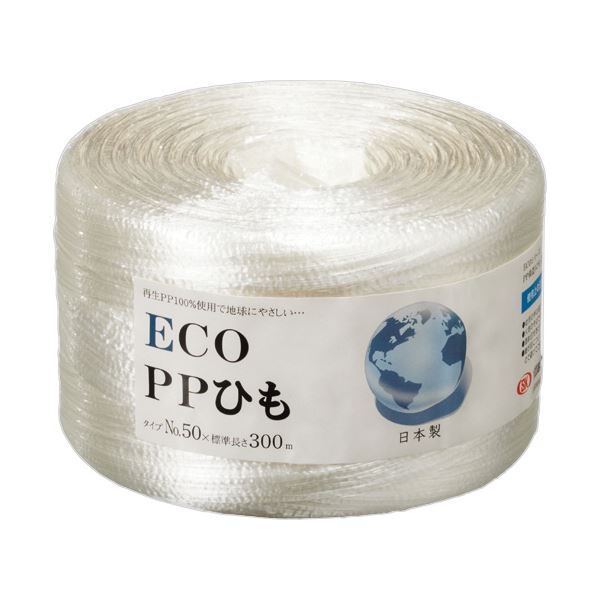 (まとめ)信越工業 エコシリーズ PP荷造りひも300m 白 CT-0730ECO 1巻【×5セット】