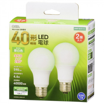 OHM LED電球 A形 E26 40形相当 正規品販売! 全方向 昼白色 AG52 在庫あり APIs abt-1728593 2個入 2P LDA5N-G