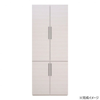 日本製組立家具 クローゼット ハンガーラック付収納 CO-CW-1975L 白木目(2梱包)