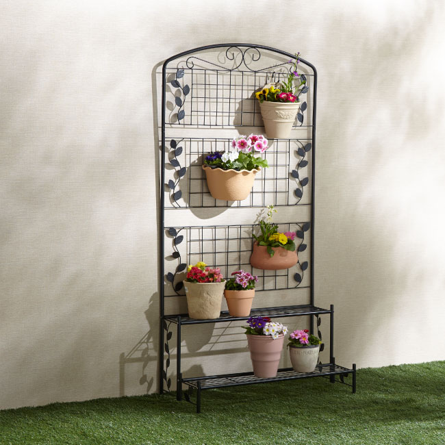 楽天市場】フェンス付きフラワースタンド 3段 屋外 花台 アイアン