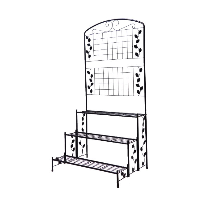 楽天市場】フェンス付きフラワースタンド 3段 屋外 花台 アイアン