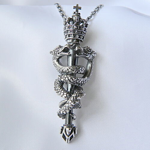 ヘルメスの杖ペンダント スネークペンダント メンズペンダント シルバーペンダント 蛇ペンダント ハンドメイド 龍ペンダント Silver925 日本製 ブランド＜DaDa silver works＞【auktn】送料無料｜夢ロード