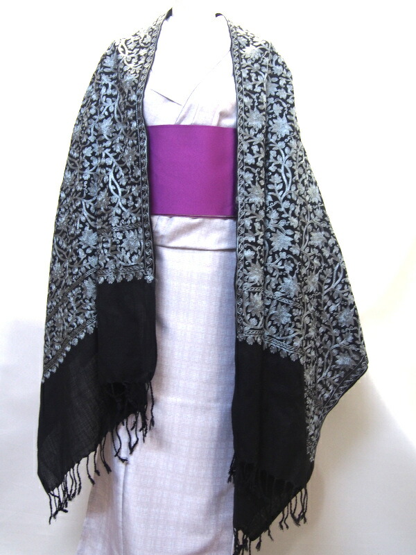 カシミヤ　手刺繍　刺繍　花柄　全面　ロングコート　カシミール カシミヤ手刺繍刺繍花柄全面ロングコートカシミール