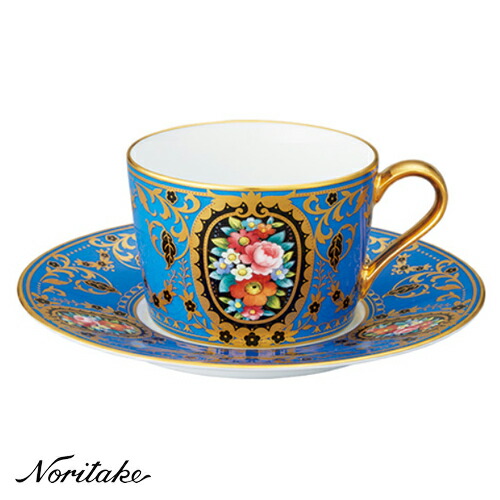 Noritake（ノリタケ）オマージュコレクション　カプチーノ碗皿　（青絵花文）　T2401/H-765｜夢陶房