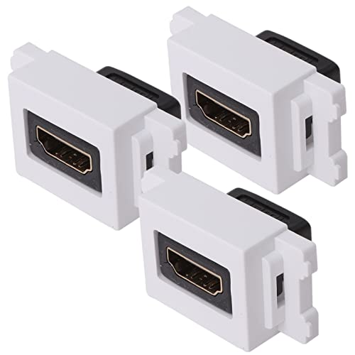 HDMI 포트 리셉터클 스트레이트 매립형 AV 콘센트 세라믹 흰색 HDMI 어태치먼트 홈 시어터 프로젝터 모니터 화이트 3개 세트