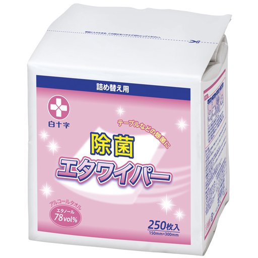 【送料無料 6個セット】 エタワイパー　詰替　1個250枚入　エタノール78%含浸タオル