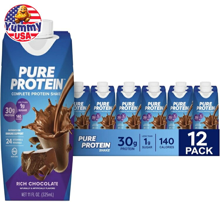 ピュア プロテイン30g チョコレート 355ml ボトル 12 パック Pure Protein 30g Chocolate (12/11oz tetra) 日本未発売 大容量 【お取り寄せ商品】｜アメリカお菓子のYummy USA
