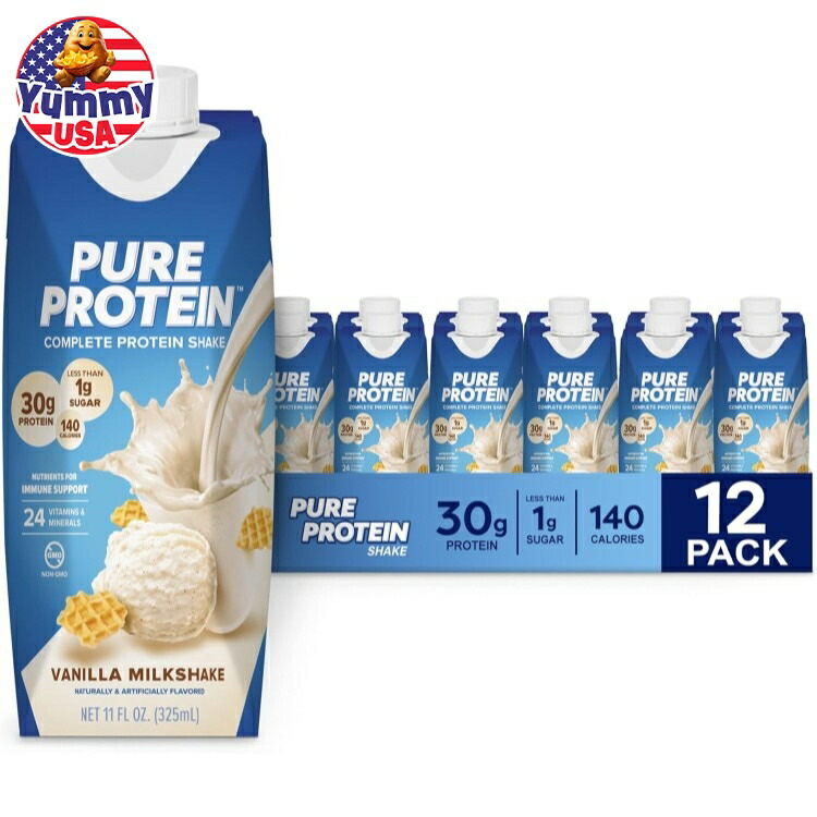 ピュア プロテイン30g バニラ 355ml ボトル 12 パック Pure Protein 30g Vanilla (12/11oz tetra) 日本未発売 大容量 【お取り寄せ商品】