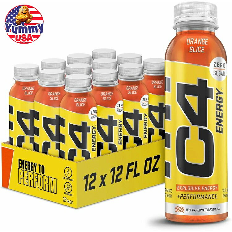 セルコア C4 エナジー 無炭酸 ゼロシュガー エナジードリンク プレワークアウトドリンク オレンジ味 355ml (12 個パック) RTD: Cellucor C4 On The Go: Orange (12) 日本未発売 大容量 【お取り寄せ商品】