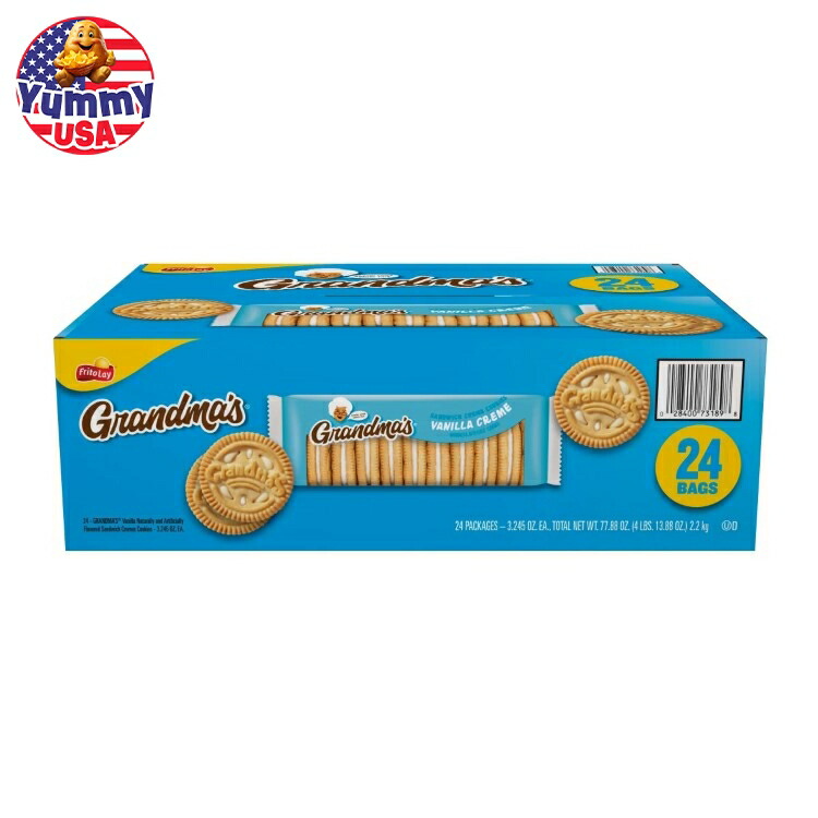 おばあちゃんのサンドイッチクリームクッキー バニラ 3.245オンス 24個入り Grandma's Sandwich Creme Cookies, Vanilla, 3.245 oz, 24-Count 日本未発売【お取り寄せ商品】