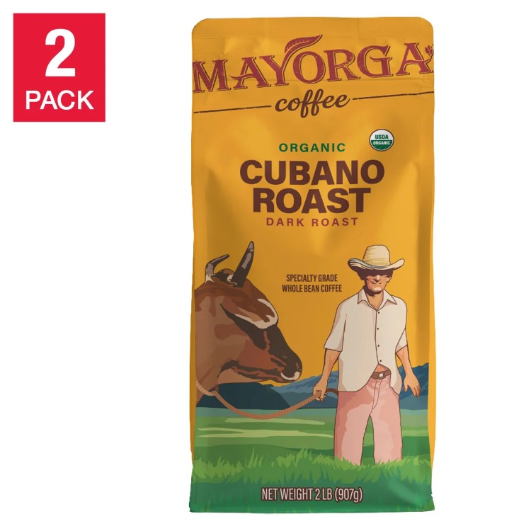 マヨルガカフェ キューバノロースト USDAオーガニック ダークロースト ホールビーンコーヒー 2ポンド 2パック Mayorga Caf? Cubano Roast, USDA Organic, Dark Roast, Whole Bean Coffee, 2lb, 2-pack 日本未発売【お取り寄せ商品】