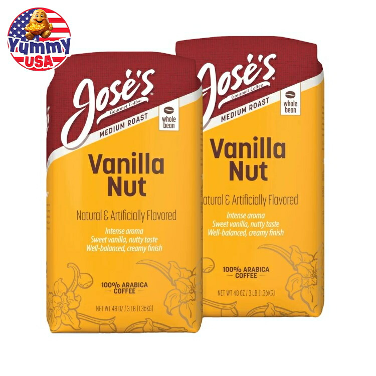 Jose’s バニラナッツホールビーンコーヒー 3 ポンド、2 パック Jose’s Vanilla Nut Whole Bean Coffee 3 lb, 2-pack 日本未発売【お取り寄せ商品】