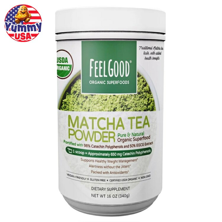 フィールグッド USDA オーガニック抹茶パウダー Feel Good USDA Organic Matcha Tea Powder, 16 Ounces 日本未発売 大容量 【お取り寄せ商品】