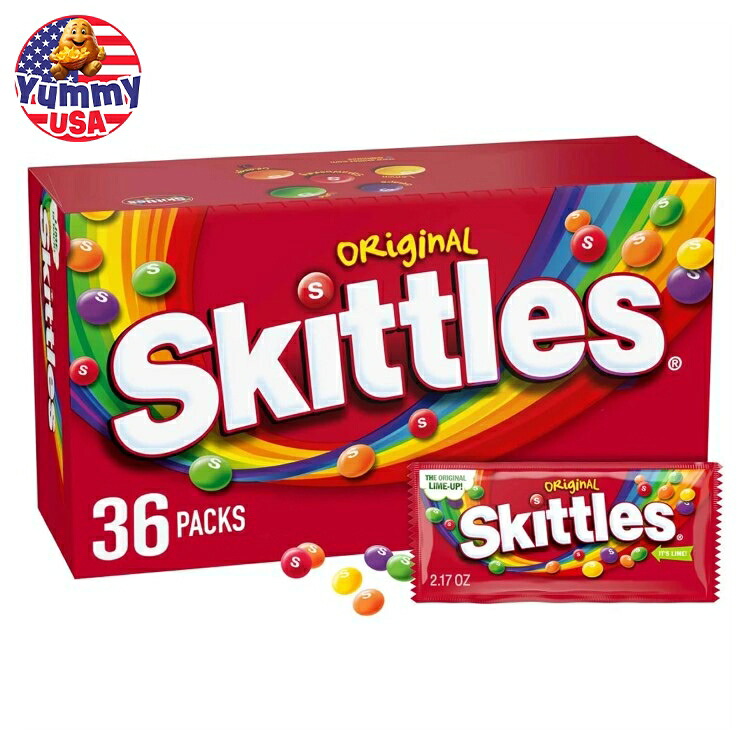 スキットルズ オリジナル チューイーキャンディ フルサイズ 2.17 オンス 36 個入り Skittles Original Chewy Candy, Full Size, 2.17 oz, 36-count 日本未発売【お取り寄せ商品】|アメリカお菓子のYummy USA