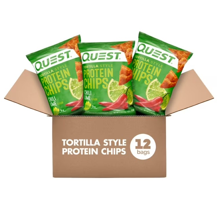 クエスト トルティーヤスタイル プロテインチップス チリライム風味 31g 12袋入 Quest Tortilla Style Protein Chips, Chili Lime Flavored, Baked, 1.1oz Bags, 12 Count 【お取り寄せ商品】