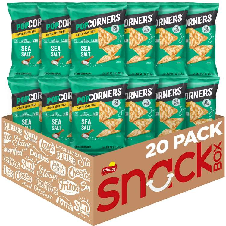 ポップコーナーズ シーソルト ポップコーンチップス 28g 20袋入り PopCorners Sea Salt Popped Corn Chips Bag, 1 oz? 20 Count 【お取り寄せ商品】
