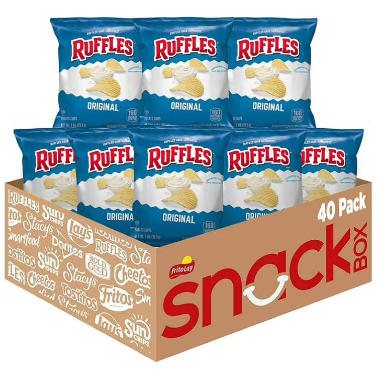 ラッフルズ オリジナル ポテトスナックチップス 28g 40個入り マルチパック Ruffles Original Potato Snack Chips 1 oz Bags, 40 Count Multipack 【お取り寄せ商品】