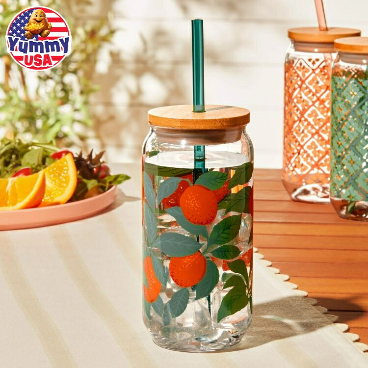メインステイズ by ベッキー.G ＆アレハンドラ 20オンス アクリル缶型タンブラー オレンジ＆グリーン Mainstays by Becky G. & Alejandra 20-Ounce Acrylic Can Shape Tumbler, Orange & Green 【お取り寄せ商品】画像