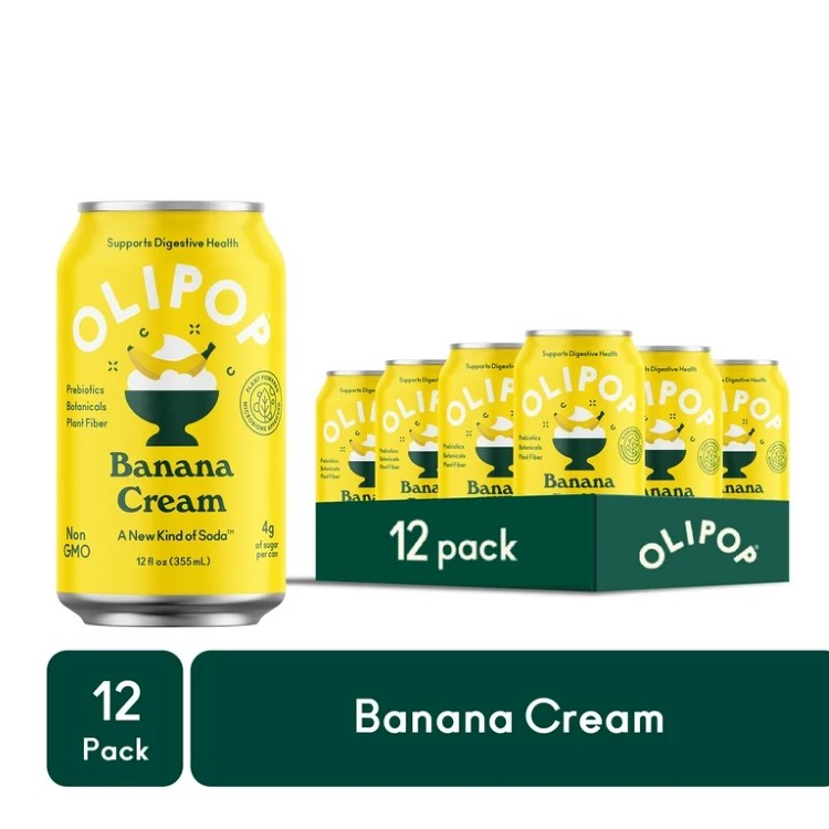 オリポップ プレバイオティクスソーダ バナナクリーム 355ml 12本 OLIPOP Prebiotic Soda, Banana Cream, 12 fl oz, 12 Pack, Refrigerated 【お取り寄せ商品】