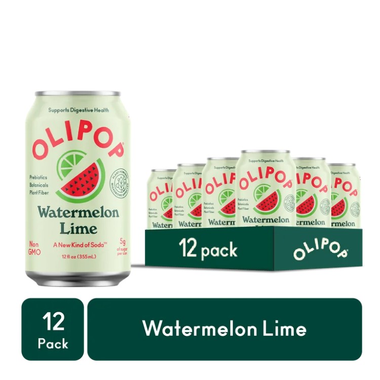 オリポップ プレバイオティクスソーダ スイカライム 355ml 12本 OLIPOP Prebiotic Soda, Watermelon Lime, 12 fl oz, 12 Pack, Refrigerated 【お取り寄せ商品】