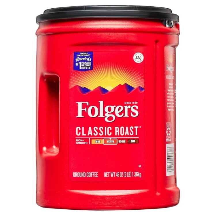 フォルジャーズ クラシックロースト ミディアムロースト 約1.36kg Folgers Classic Roast Ground Coffee, Medium Roast Coffee, 48 Oz Canister 【お取り寄せ商品】 4,520円