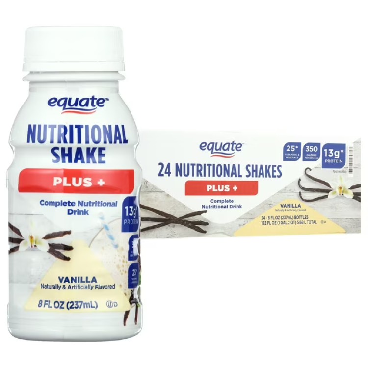 エクエート ニュートリショナルシェイク プラス バニラ 237mL 24本 Equate Nutritional Shakes Plus, Vanilla, 8 fl oz, 24 Count 【お取り寄せ商品】｜アメリカお菓子のYummy USA