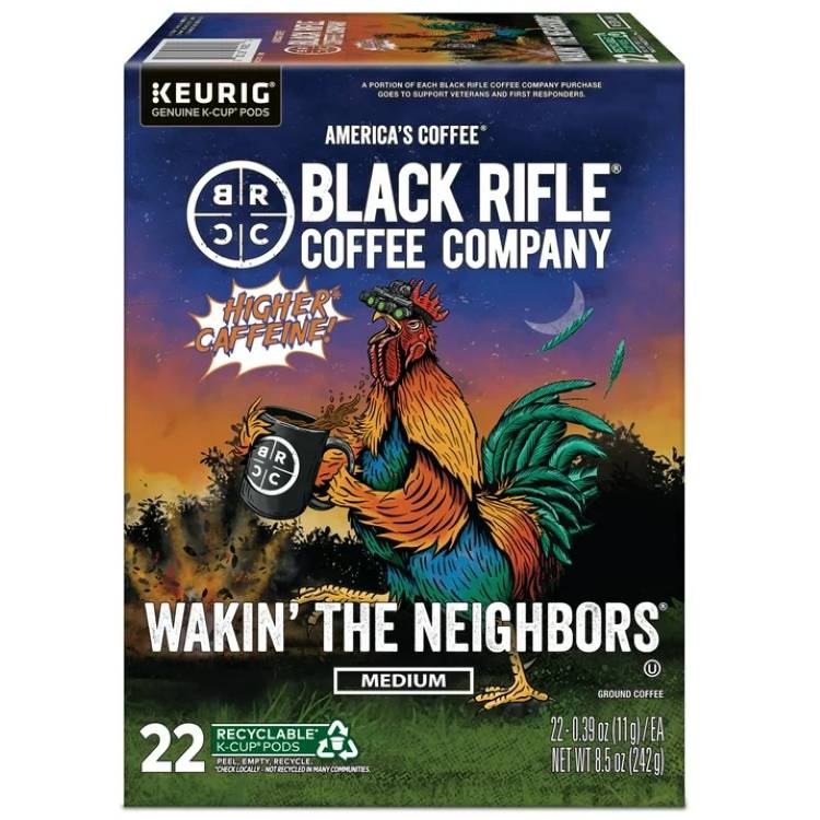 ブラックライフルコーヒーカンパニー ウェイキンザネイバーズ ハイカフェイン ミディアムロースト Kカップコーヒー 22個入り Black Rifle Coffee Company Wakin the Neighbors High Caffeine K-Cup Pods, Medium Roast, 22 Ct 【お取り寄せ商品】