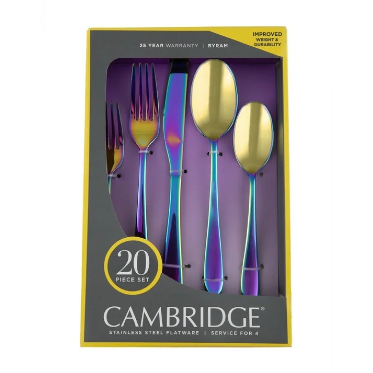 ケンブリッジ シルバースミス バイラム レインボーミラー 20ピース フラットウェアセット Cambridge Silversmiths Byram Rainbow Mirror 20-Piece Flatware Set 【お取り寄せ商品】
