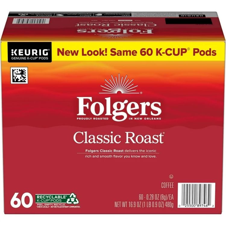 フォルジャーズ クラシックロースト ミディアムロースト コーヒー キューリグ Kカップ 60個入り Folgers Classic Roast, Medium Roast Coffee, Keurig K Cup Pods, 60 Count Box 【お取り寄せ商品】