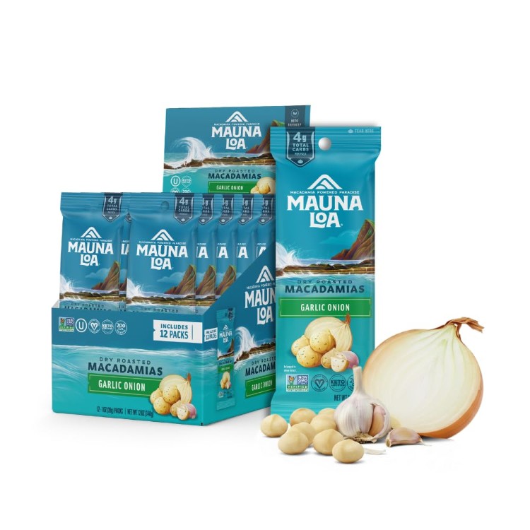 マウナロア ガーリックオニオンローストマカダミアナッツ 12袋入り Mauna Loa Garlic Onion Roasted Macadamia Nuts, 12 Pack of 1 oz Single Serve Snack 【お取り寄せ商品】