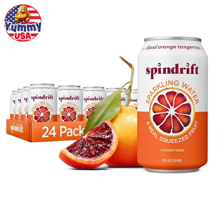 スピンドリフト スパークリングウォーター ブラッドオレンジタンジェリン 24缶 Spindrift Sparkling Water, Blood Orange Tangerine Flavored 日本未発売【お取り寄せ商品】｜アメリカお菓子のYummy USA